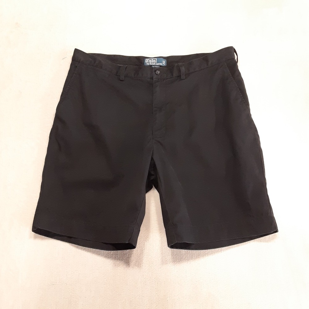 Vintage Polo Ralph Lauren Mens Prospect Shorts 38 Black Chino 8" Inseam